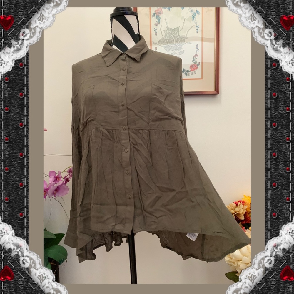 Lucca Swing Baby Doll Button Down Shirt